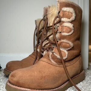 Shearling-Lined Brown Boots